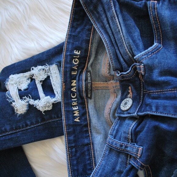 American Eagle Distressed Next Level Stretch Hi Rise Jegging Crop Size 0 - Picture 8 of 8